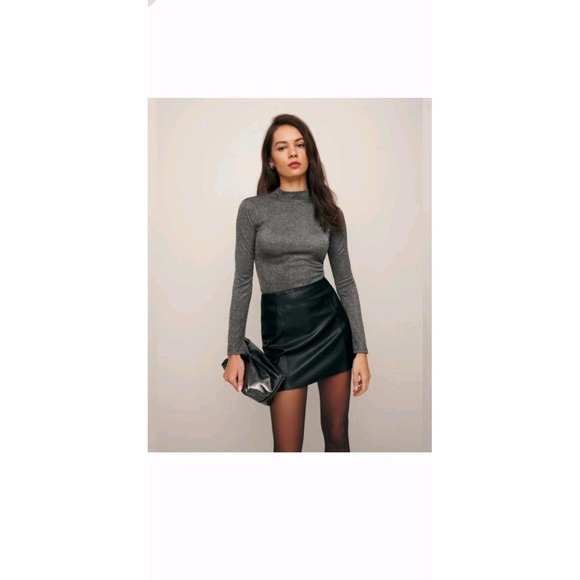 Reformation Tops - Reformation Bailey Knit Top Sparkle Black Pullover Long Sleeve Mock Neck